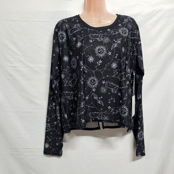 Johnny Was Active Bijou Long Sleeve Flyaway Back Top Tee Women Size L Black - Picture 3 of 16